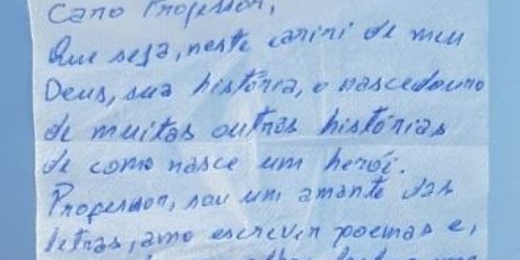 Em carta, detento pede caderno e caneta a professor em Juazeiro do Norte