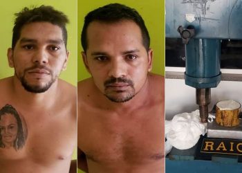 Cícero de Deus e João Paulo tinham em seu poder uma nova e moderna prensa hidráulica (Foto: Reprodução)