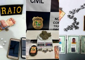 Drogas apreendidas com mãe e filho no João Cabral, além das que foram apreendidas pela Polícia Civil igualmente em Juazeiro e mais drogas recolhidas em Crato (Foto: Reprodução)