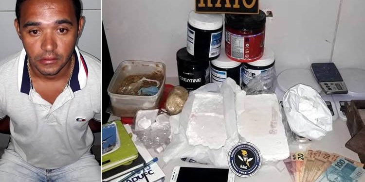 Homem foi preso com mais de 2,5 kg de cocaína e crack em Juazeiro do Norte