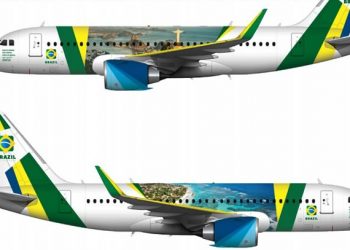Novo desenho da aeronave presidencial, com Brasil escrito com "z" (Foto: Reprodução)