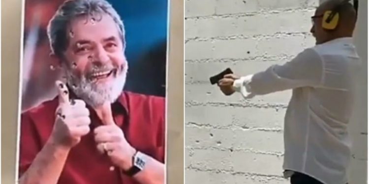 Assessor do deputado André Fernandes (PSL-CE) posta vídeo atirando em foto de Lula
