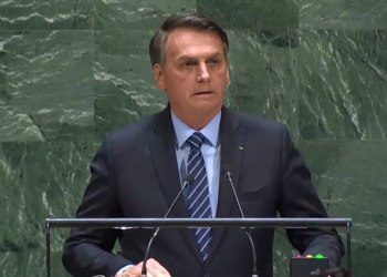 O presidente Jair Bolsonaro em discurso na Assembleia-Geral da ONU (ONU/Reprodução)