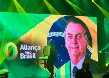 Evento de lançamento do partido Aliança pelo Brasil, idealizado pelo presidente Jair Bolsonaro (Foto: Reprodução/Twitter)