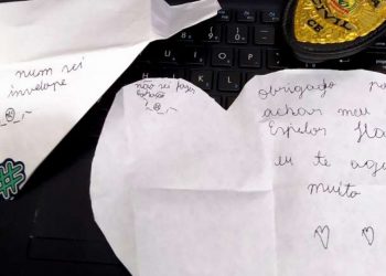 Criança envia carta a inspetor em agradecimento pelo celular recuperado após furto (Foto: Divulgação/SSPDS)