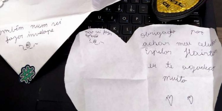 Em carta, criança agradece policial que recuperou celular furtado em Crateús