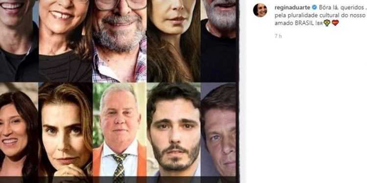 Regina Duarte recua e apaga post após ser criticada por artistas por associá-los a Bolsonaro