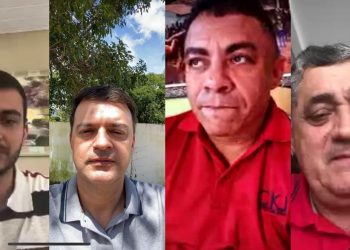 Vereador Vevé Siqueira, deputado estadual Fernando Santana, vereador Dorivan Amaro e o deputado federal José Nobre Guimarães (Foto: Reprodução)