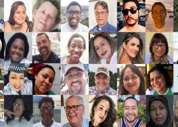 Imagens de vítimas do novo coronavírus no Brasil; país ultrapassou mil mortes em 24h pela doença