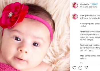 Família comunicou falecimento da bebê Aysha por rede social (Foto: Reprodução/Instagram)