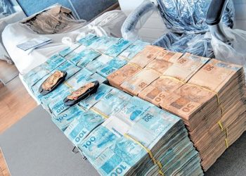 Os agentes federais encontraram R$ 2 milhões em uma caixa de papelão e sacos na empresa de Adail (Foto: Divulgação)