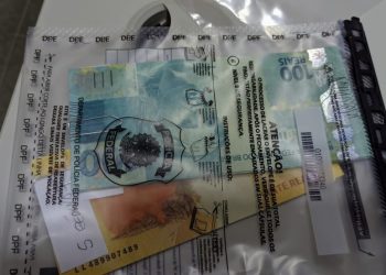Homem foi preso ao receber dinheiro falso pelos Correios no Interior do Ceará (Foto: PF/Divulgação)