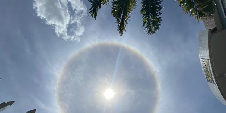 Halo solar é visto em Juazeiro do Norte pela terceira vez em 50 dias