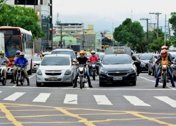 A maior parte da frota tributada é composta por motocicletas (48,7%), seguida pelos automóveis (33,4%)