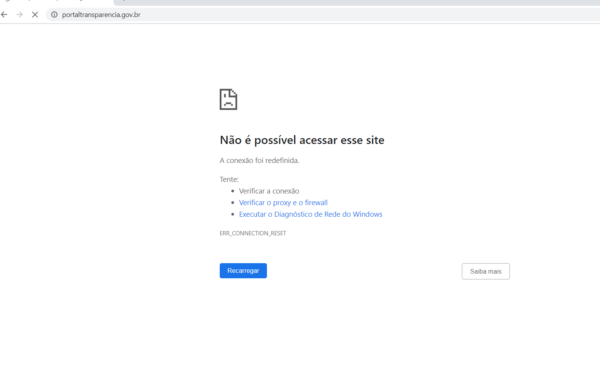 Após polêmica com compras do governo, Portal da Transparência fica fora do ar