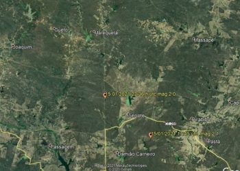 Região epicentral dos dois tremores de terra que atingiram Quixeramobim (Foto: Reprodução/LabSis UFRN)