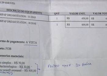 Família diz que foi orientada por profissionais de hospital no Ceará a adquirir equipamento de oxigenação por conta própria (Foto: Reprodução/TV Verdes Mares)