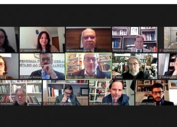 Fachin em reunião virtual com o grupo Prerrogativas, que já fez encontro virtual com 10 ministros do STF (Foto: Reprodução)