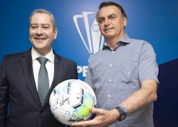 Rogério Caboclo, presidente da CBF e Jair Bolsonaro (Foto: Divulgação)