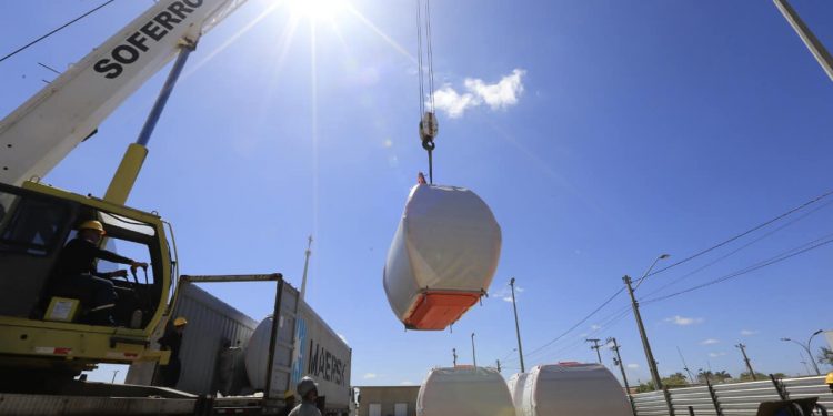 Com 76% de conclusão, obra do teleférico de Juazeiro do Norte recebe cabines