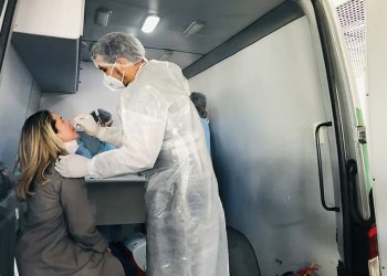 Centro de Testagem de Viajantes no Aeroporto foi inaugurado no último dia 13 de julho (Foto: Fátima Holanda/Sesa)