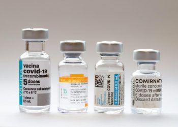 Frascos das vacinas Pfizer, CoronaVac, AstraZeneca e Janssen (Foto: Cristine Rochol/PMPA/Divulgação)