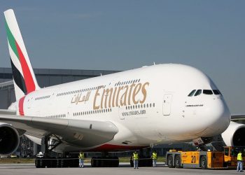 Modelo Airbus A380, da Emirates Airlines (Foto: Martin Rose/Getty Images)