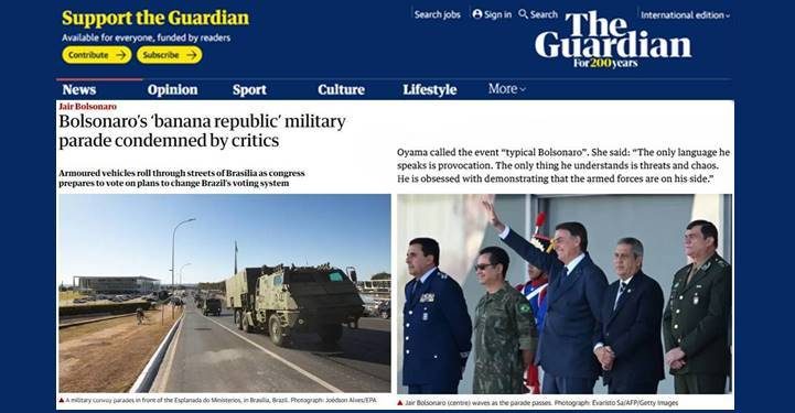 The Guardian chama exercício militar de ‘desfile da República de Bananas de Bolsonaro’