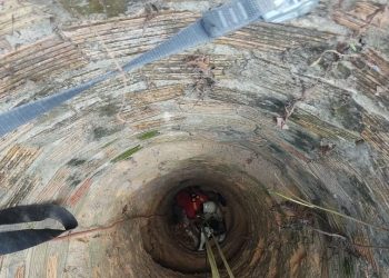 Momento do resgate do animal pelo Corpo de Bombeiros de Sobral (Foto: Ascom dos Bombeiros de Sobral)