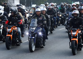 Bolsonaro em motociata em São Paulo (Foto: Rodrigo Paiva/Getty Images)