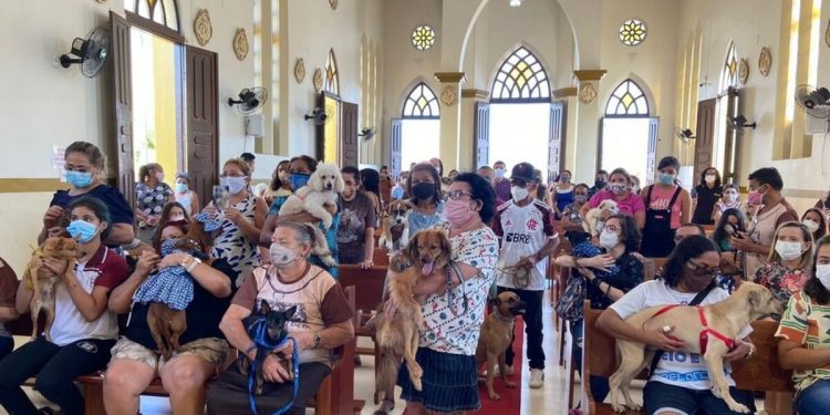 Animais participaram da celebração em homenagem ao santo católico (Foto: Lorena Tavares)