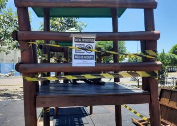 Espaço é interditado por conta do acidente com a criança (Foto: Arnaldo Araújo)