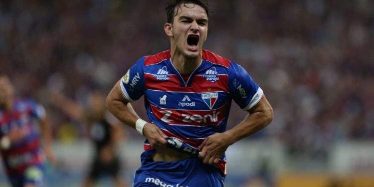 O atacante argentino Depietri marcou o gol que garantiu o Fortaleza na Libertadores em 2022 (Foto: Kid Júnior)
