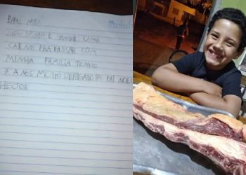 Hector, de 7 anos, escreveu para o Papai Noel pedindo carne para fazer churrasco com a família (Foto: Arquivo pessoal)