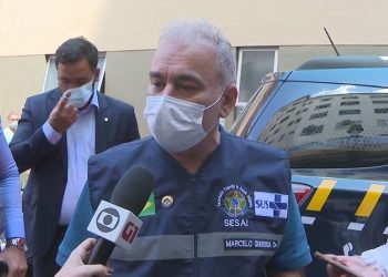 Ministro da Saúde, Marcelo Queiroga, em Belo Horizonte nesta sexta-feira (10) (Foto: Reprodução/TV Globo)