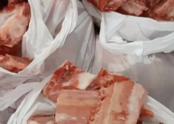 Na periferia de Cuiabá, dezenas de pessoas se enfileiram em frente a um açougue, três vezes por semana, para conseguir pedaços de ossos doados pelo estabelecimento (Foto: Reprodução)