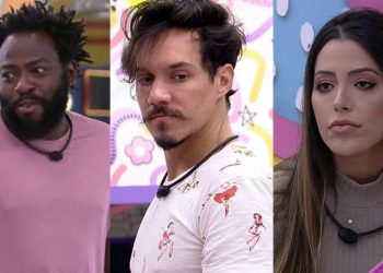 Douglas Silva, Eliezer e Laís estão no nono paredão do BBB 22 (Foto: Reprodução/Globoplay)