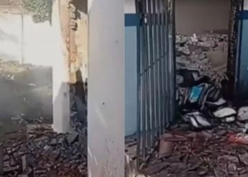 Incêndio em creche no Crato destruiu parte do mobiliário e da estrutura da unidade (Foto: Reprodução)