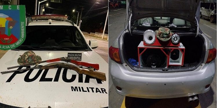 Ações da Polícia Ambiental apreende armas de fogo e equipamento de som no Cariri