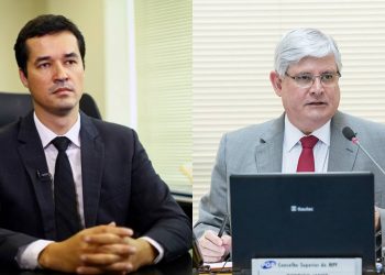 O ex-procurador Deltan Dallagnol e o ex-procurador-geral da República Rodrigo Janot (Foto: João Américo/AFP/Secom/PGR)