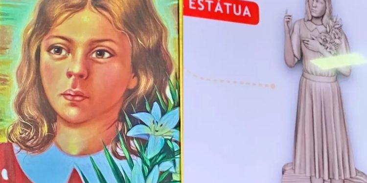 Reconstrução facial e estátua da futura beata Menina Benigna são apresentadas no Crato; veja fotos