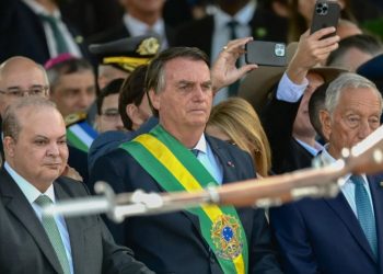 O presidente Jair Bolsonaro (PL), candidato à reeleição, durante comemoração da Independência do Brasil em Copacabana, no Rio de Janeiro (Foto: AFP)