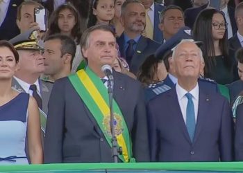 O presidente Jair Bolsonaro durante evento oficial de 7 de Setembro em Brasília (Foto: Reprodução/TV Globo)