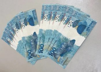 Polícia Federal prendeu mecânico no momento em que ele recebia encomenda contendo 10 cédulas de R$ 100 falsas, em Crateús (Foto: Divulgação/Polícia Federal)