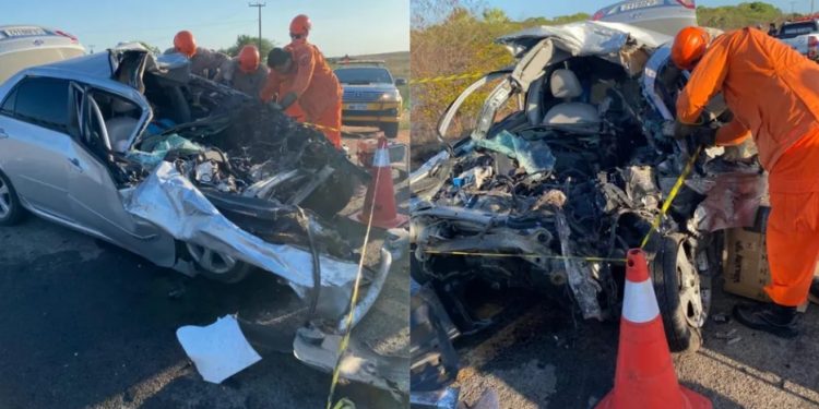 Policial militar morre após carro que ele dirigia colidir com carreta na CE-464, no interior do Ceará