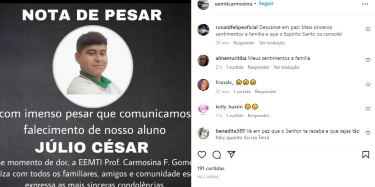 Morre estudante baleado por colega em escola em Sobral