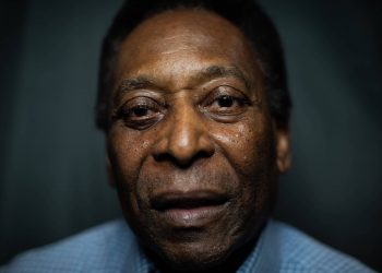 Retrato de Pelé, feito no museu que leva seu nome, em Santos (Foto: Bruno Santos/Folhapress)