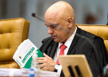 O ministro Alexandre de Moraes durante sessão no STF, em Brasília