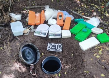 Parte da droga encontrada estava enterrada em terreno (Foto: Divulgação/Polícia Civil)