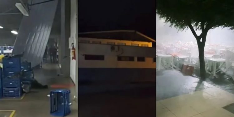 Temporal alaga ruas, derruba portão de fábrica e arranca cobertura de posto de saúde no interior do Ceará